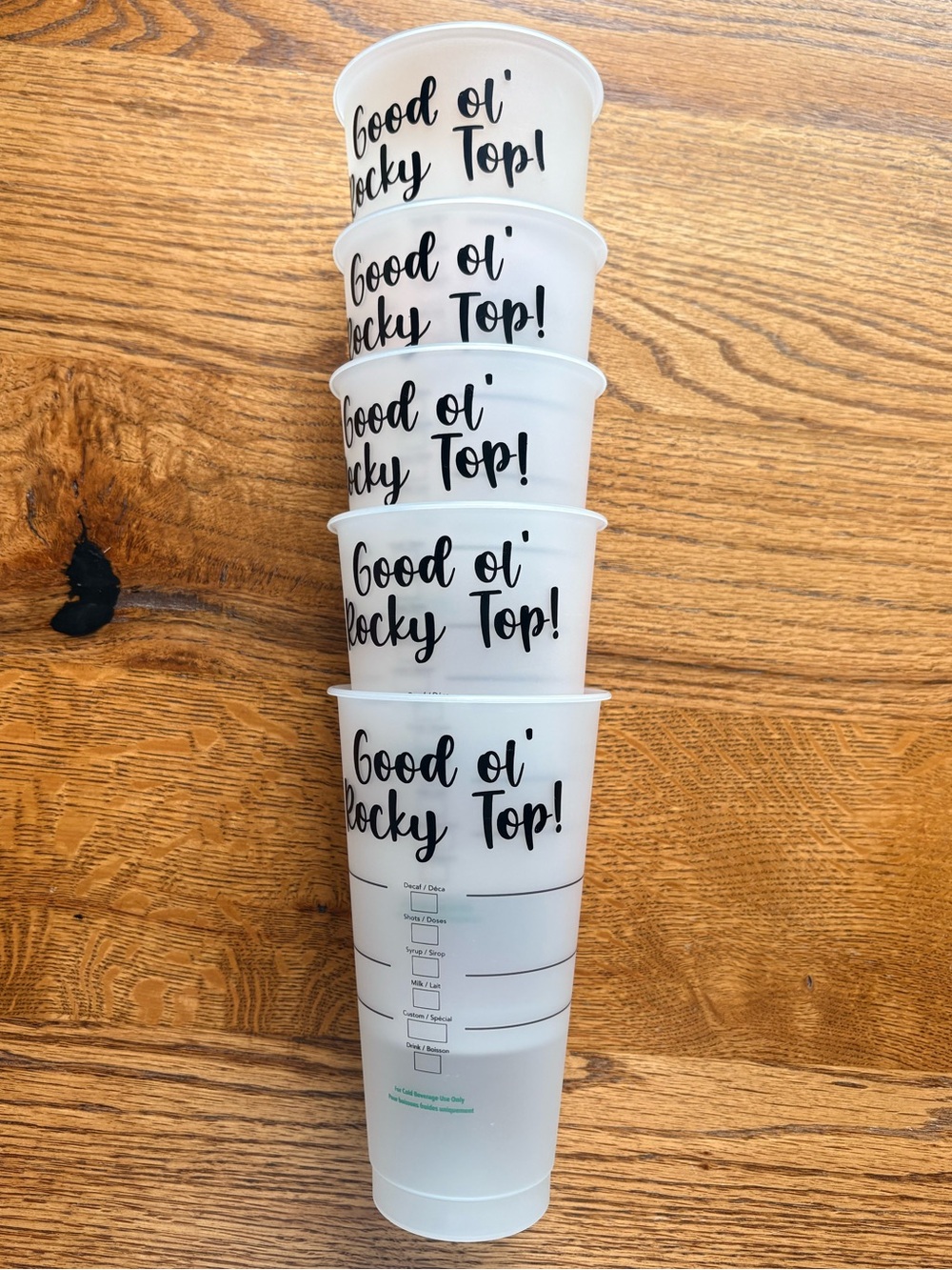 Starbucks set of 5 Tennessee Volunteers 24 oz frosted, plastic cold drink cups - Picture 4 of 16